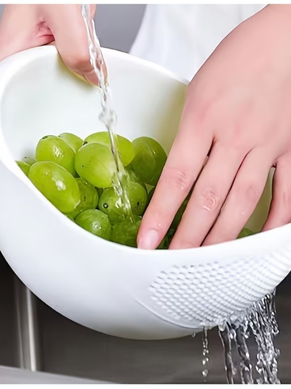 White Rice Rinse & Strain Bowl - Multi-Use Accessory - Picture 4 of 5